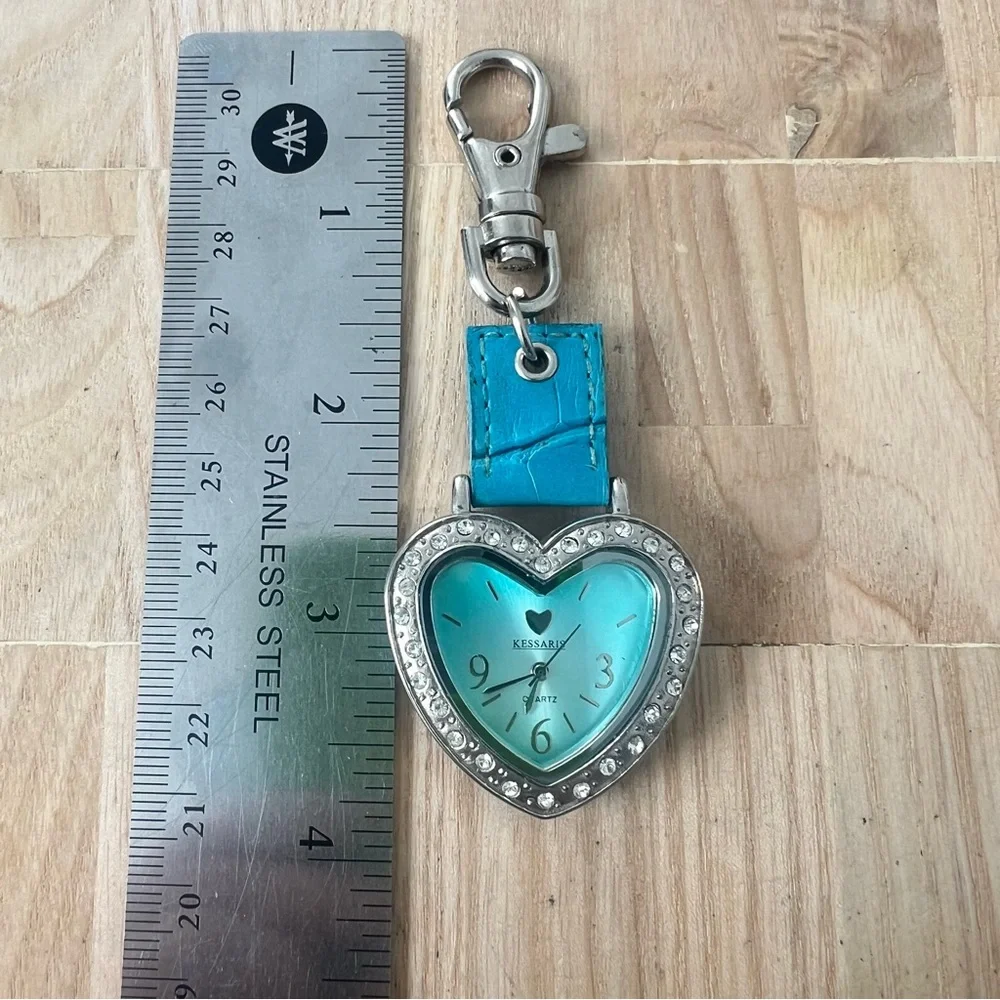 Kessaris blue heart bag charm keychain watch NEW BATTERY